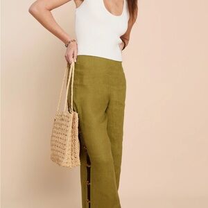 Malia Olive Green Women's Linen Pants